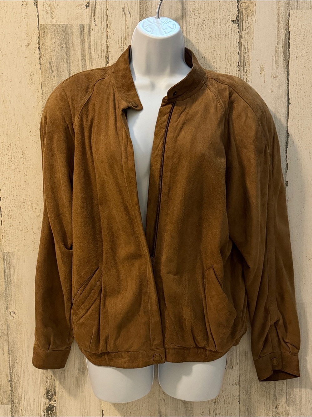Skinni by Ileana Borelli Suede Soft Brown Pockets Zip Up Jacket Italy 44 US M